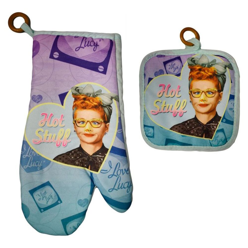I Love Lucy Hot Stuff Pot Holder & Oven Mitt Set